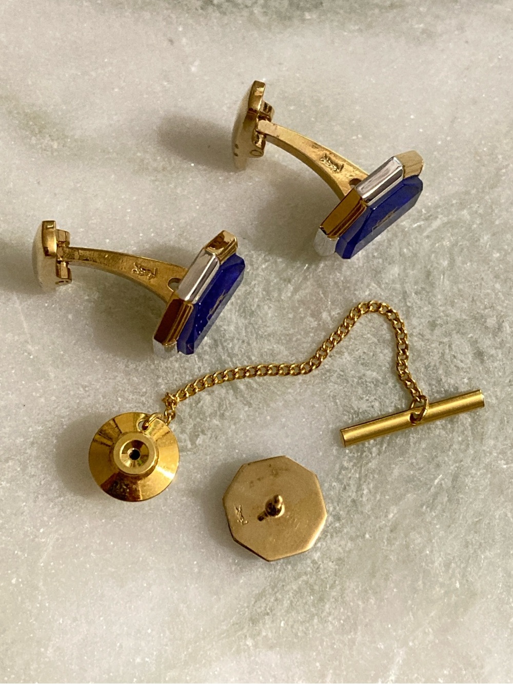 YSL Vintage Cuff Links & Tie Tack Set - Picture 6 of 8